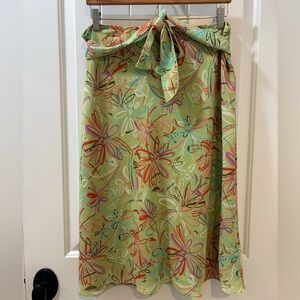 New York & Company Pistachio Green Floral Y2K Midi Skirt Size Large